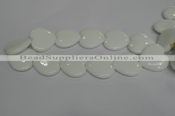 CPB109 15.5 inches 35*35mm heart white porcelain beads wholesale