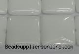 CPB116 15.5 inches 25*25mm square white porcelain beads wholesale