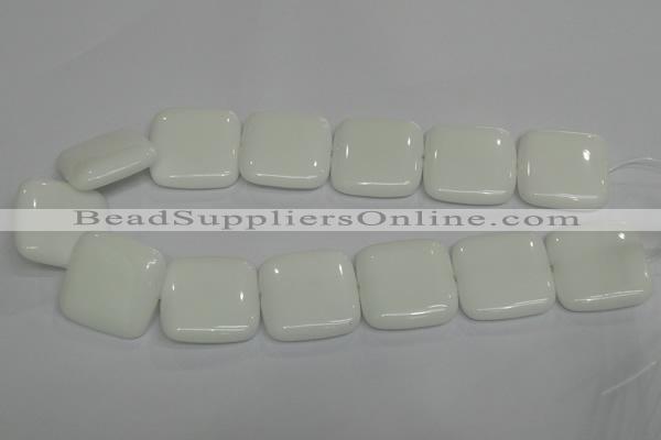 CPB117 15.5 inches 30*30mm square white porcelain beads wholesale