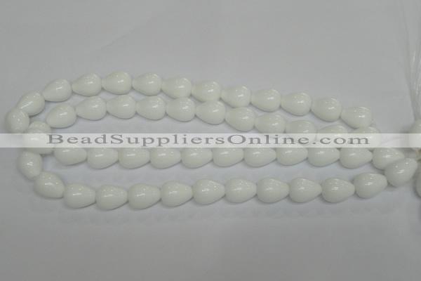 CPB22 15.5 inches 10*14mm teardrop white porcelain beads wholesale