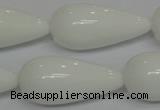 CPB27 15.5 inches 10*30mm teardrop white porcelain beads wholesale