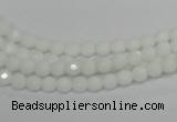 CPB31 15.5 inches 4mm faceted round white porcelain beads wholesale