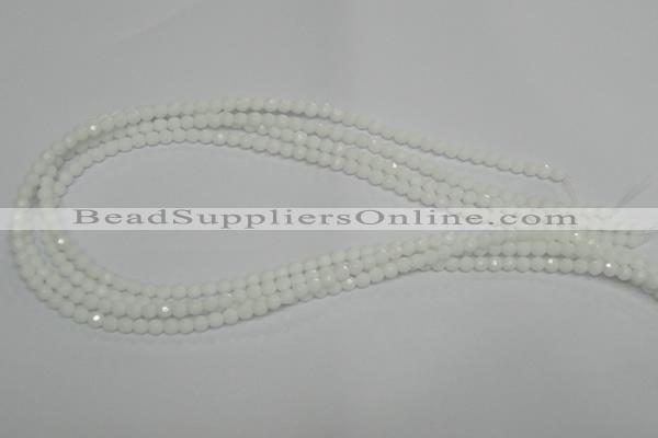 CPB31 15.5 inches 4mm faceted round white porcelain beads wholesale