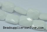 CPB328 15 inches 10*14mm faceted rectangle white porcelain beads