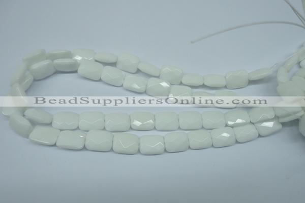 CPB328 15 inches 10*14mm faceted rectangle white porcelain beads