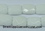 CPB330 15 inches 13*18mm faceted rectangle white porcelain beads