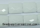 CPB331 15 inches 15*20mm faceted rectangle white porcelain beads