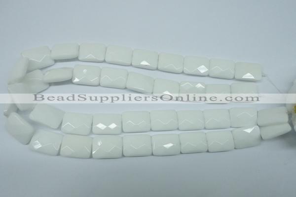 CPB331 15 inches 15*20mm faceted rectangle white porcelain beads