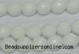 CPB34 15.5 inches 10mm faceted round white porcelain beads wholesale