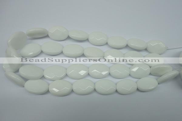 CPB340 15 inches 18*25mm faceted oval white porcelain beads