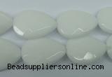 CPB348 15 inches 15*20mm faceted flat teardrop white porcelain beads