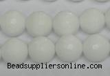 CPB36 15.5 inches 14mm faceted round white porcelain beads wholesale