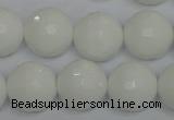 CPB37 15.5 inches 16mm faceted round white porcelain beads wholesale