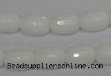 CPB41 15.5 inches 10*14mm faceted drum white porcelain beads