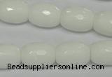 CPB42 15.5 inches 12*16mm faceted drum white porcelain beads