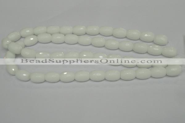 CPB42 15.5 inches 12*16mm faceted drum white porcelain beads