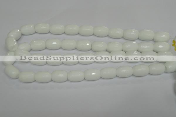 CPB43 15.5 inches 13*18mm faceted drum white porcelain beads