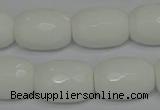 CPB44 15.5 inches 15*20mm faceted drum white porcelain beads