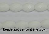 CPB46 15.5 inches 10*14mm faceted rice white porcelain beads