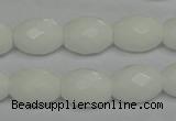 CPB47 15.5 inches 12*16mm faceted rice white porcelain beads