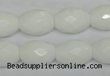 CPB48 15.5 inches 13*18mm faceted rice white porcelain beads