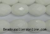 CPB49 15.5 inches 15*20mm faceted rice white porcelain beads