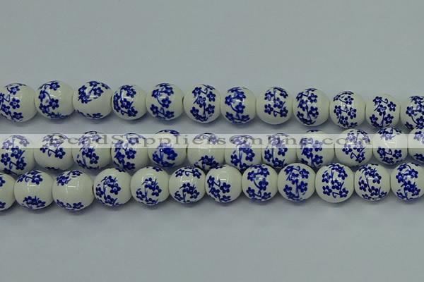 CPB502 15.5 inches 8mm round Painted porcelain beads