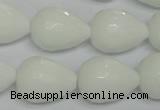 CPB54 15.5 inches 15*20mm faceted teardrop white porcelain beads