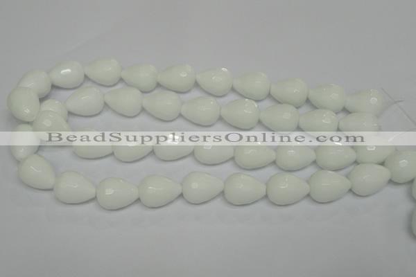 CPB54 15.5 inches 15*20mm faceted teardrop white porcelain beads