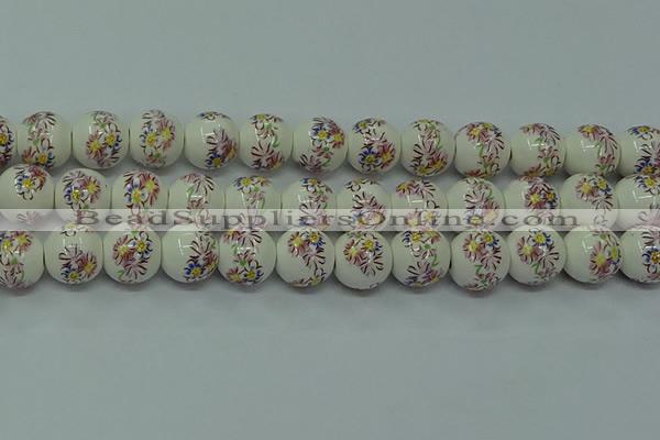 CPB573 15.5 inches 10mm round Painted porcelain beads