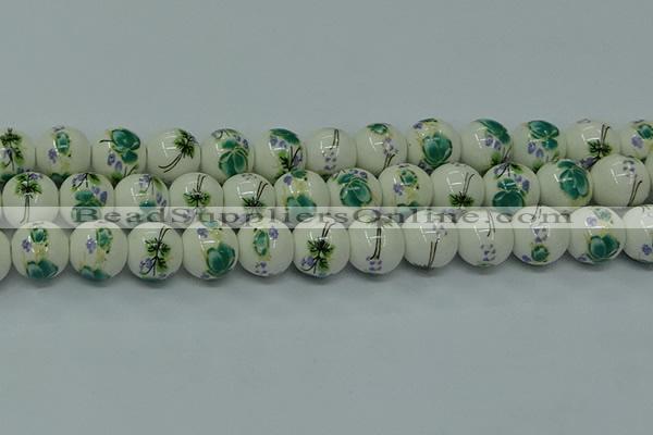 CPB582 15.5 inches 8mm round Painted porcelain beads