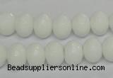 CPB60 15.5 inches 8*12mm faceted rondelle white porcelain beads