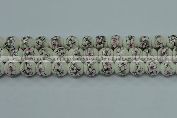 CPB601 15.5 inches 6mm round Painted porcelain beads