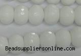 CPB61 15.5 inches 10*14mm faceted rondelle white porcelain beads