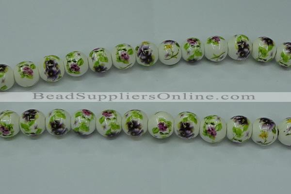 CPB664 15.5 inches 12mm round Painted porcelain beads