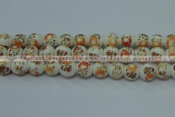 CPB673 15.5 inches 10mm round Painted porcelain beads