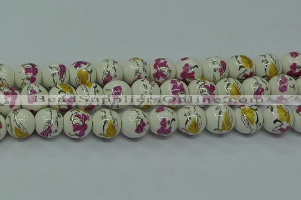 CPB693 15.5 inches 10mm round Painted porcelain beads