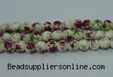 CPB703 15.5 inches 10mm round Painted porcelain beads