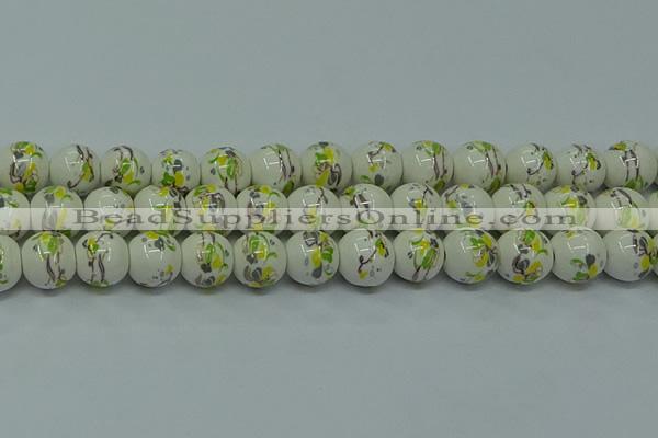 CPB721 15.5 inches 6mm round Painted porcelain beads