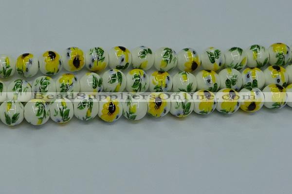 CPB732 15.5 inches 8mm round Painted porcelain beads