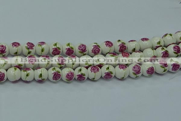 CPB742 15.5 inches 8mm round Painted porcelain beads