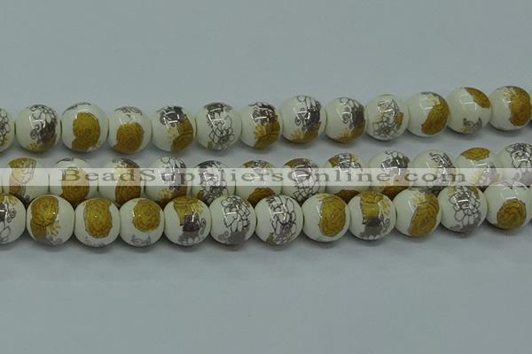 CPB753 15.5 inches 10mm round Painted porcelain beads