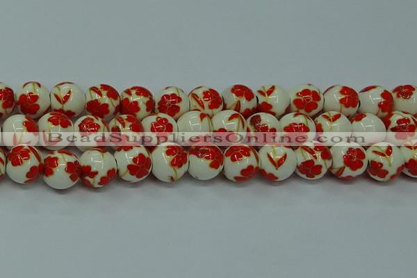 CPB761 15.5 inches 6mm round Painted porcelain beads