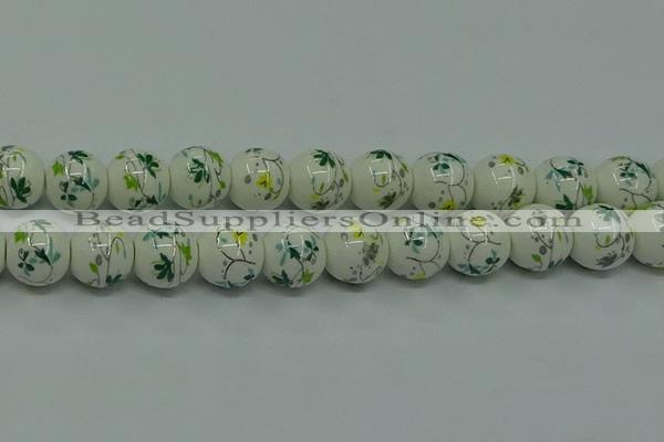 CPB781 15.5 inches 6mm round Painted porcelain beads