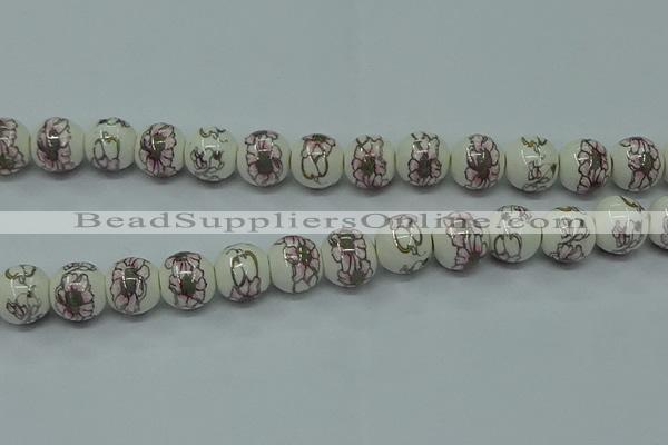 CPB791 15.5 inches 6mm round Painted porcelain beads