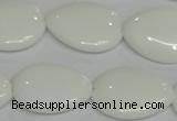 CPB92 15.5 inches 18*25mm flat teardrop white porcelain beads wholesale