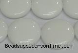 CPB99 15.5 inches 20mm flat round white porcelain beads wholesale