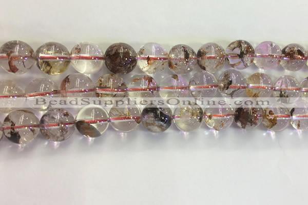 CPC654 15.5 inches 12mm round yellow phantom quartz beads