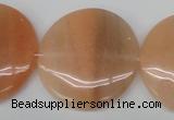 CPE30 15.5 inches 30mm flat round peach stone beads wholesale