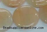 CPI103 15.5 inches 30mm flat round pink aventurine jade beads